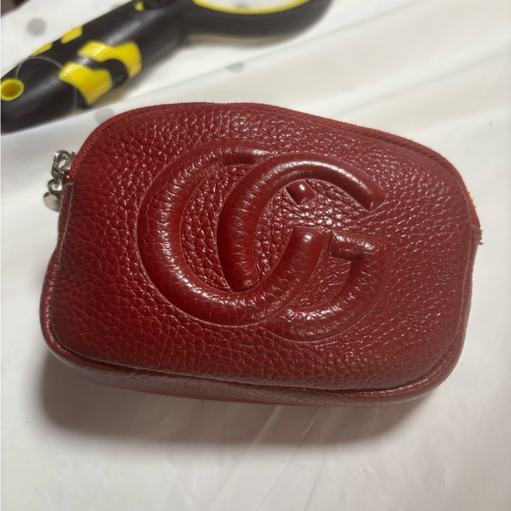 Burgundy Leather Mini Pouch